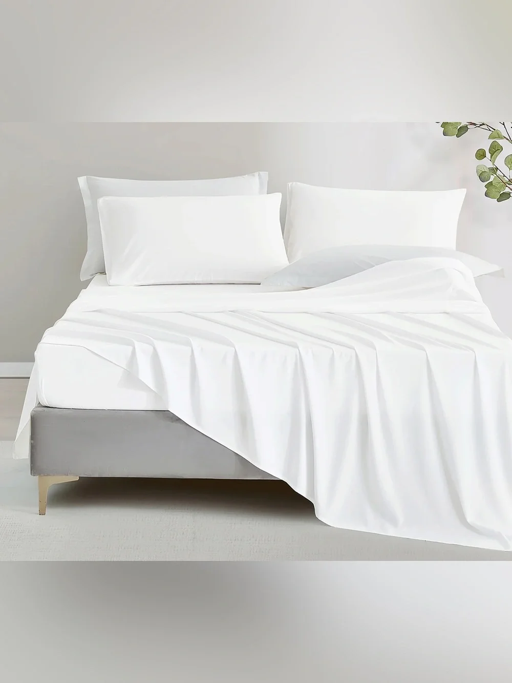 Soft White Luxury Bed Sheet Set - Breathable Microfiber